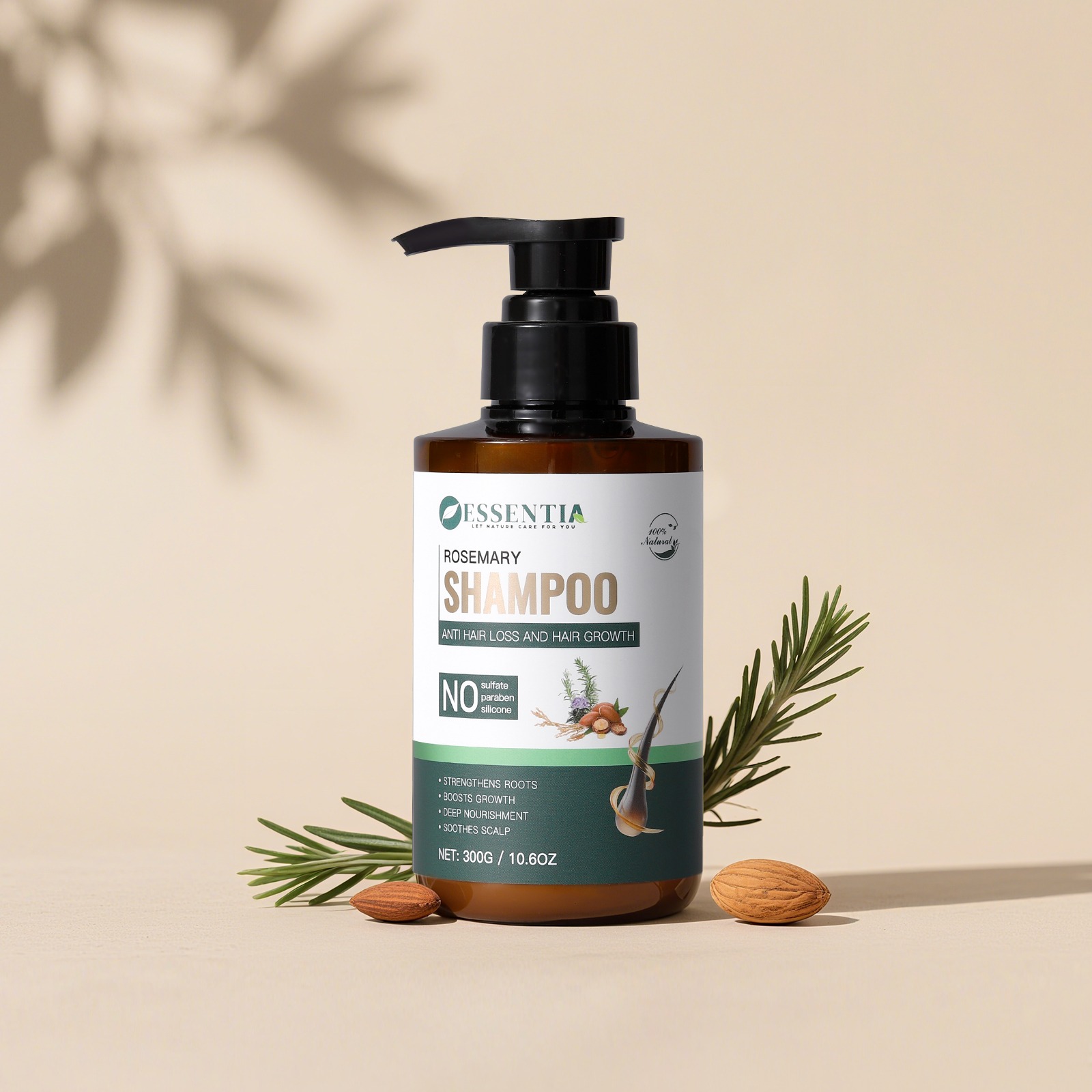 Rosemary Sulfate Free Shampoo for Hair Fall Solution – 100% Natural Formula (300g)