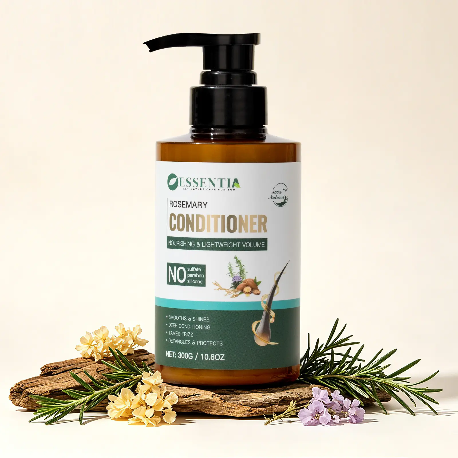 Rosemary Conditioner – Nourishing & Lightweight Volume, Detangling, Frizz Control & Hair Repair (300g)