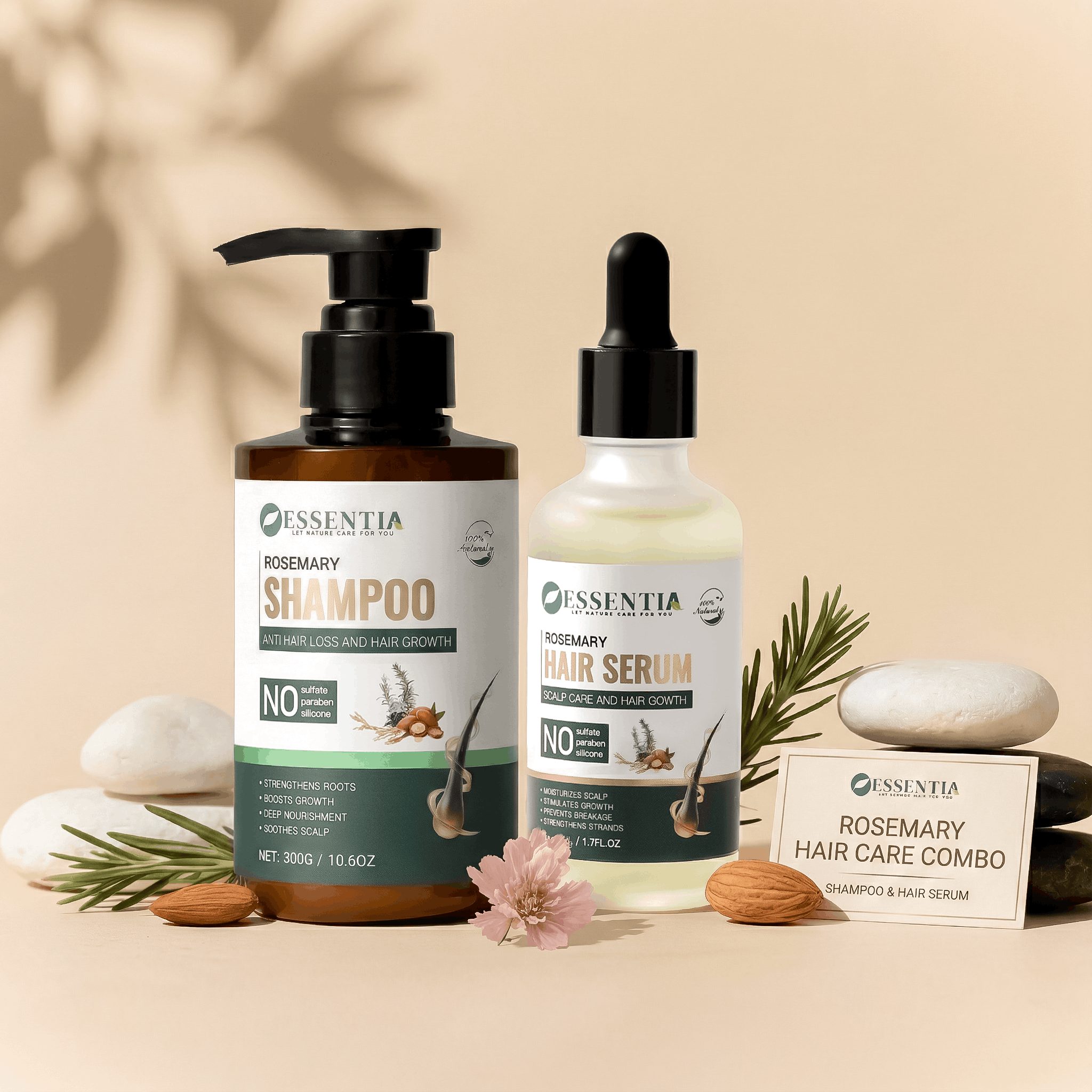 Rosemary Anti-Hair Loss & Hair Growth Combo – Sulfate free Shampoo 300g + Serum 50ml