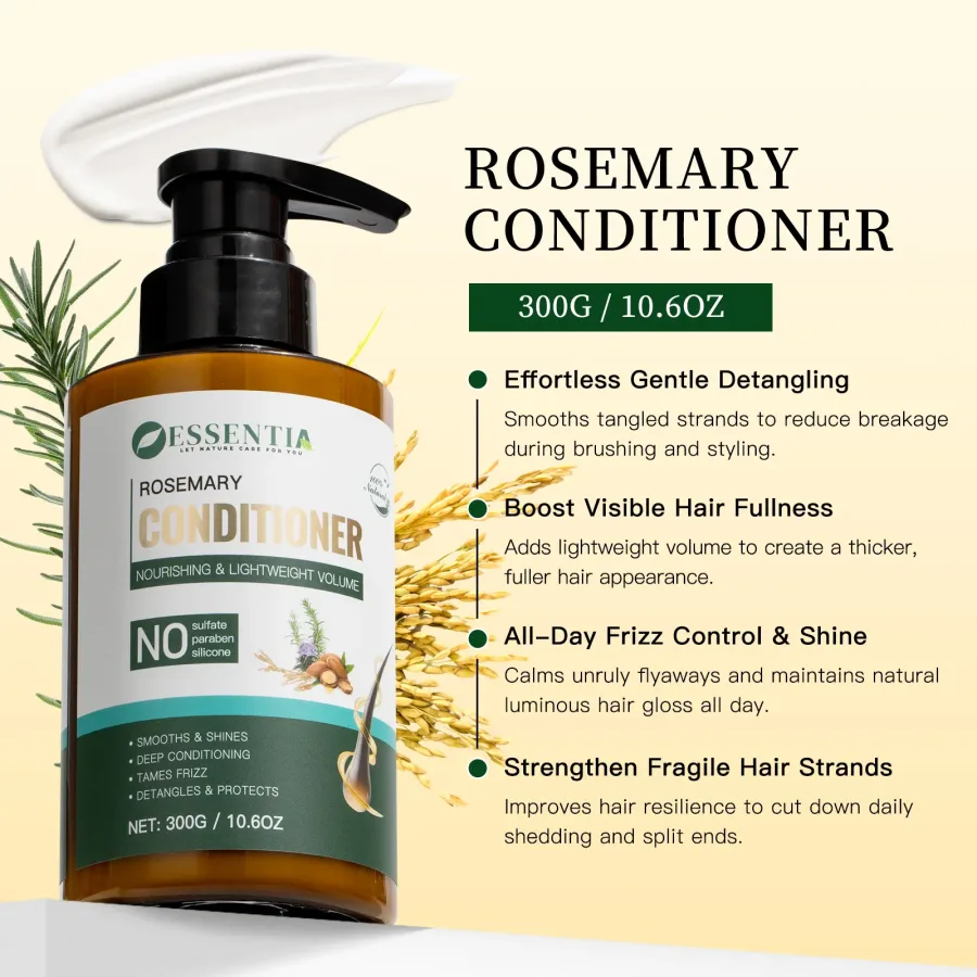 Rosemary Conditioner – Nourishing & Lightweight Volume, Detangling, Frizz Control & Hair Repair (300g)