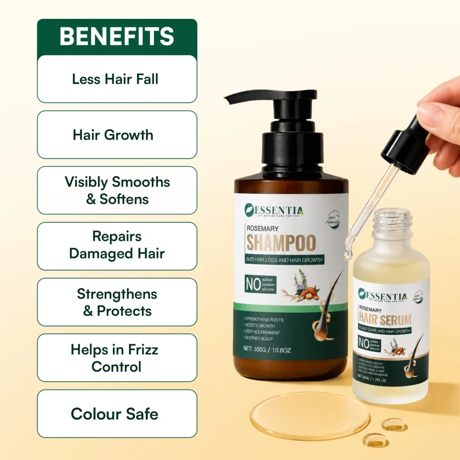 Rosemary Anti-Hair Loss & Hair Growth Combo – Sulfate free Shampoo 300g + Serum 50ml